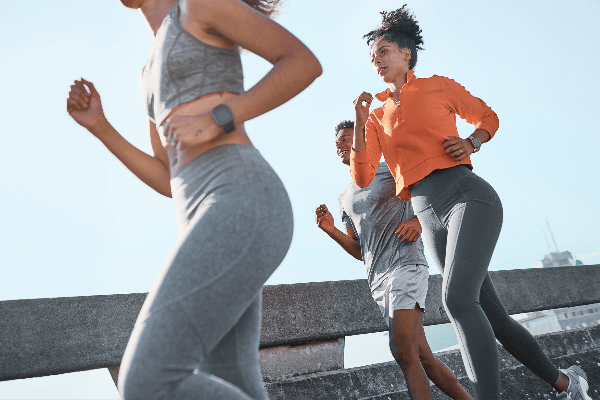 woman running with friends